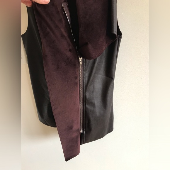 Ya ya & Co brown vegan leather and suede sleeveless vest - Picture 11 of 11